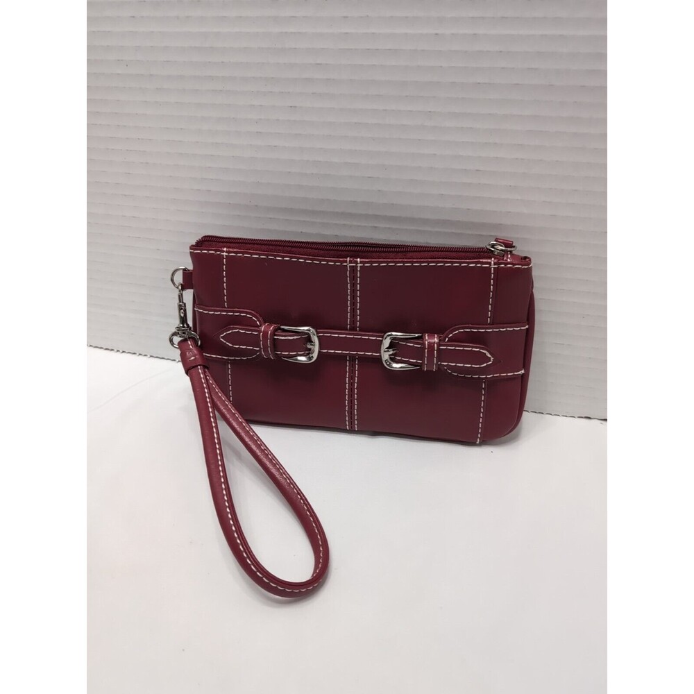 Wilsons Leather Genuine Leather Clutch Wristlet Red  Classic 7.5"X 4.25"